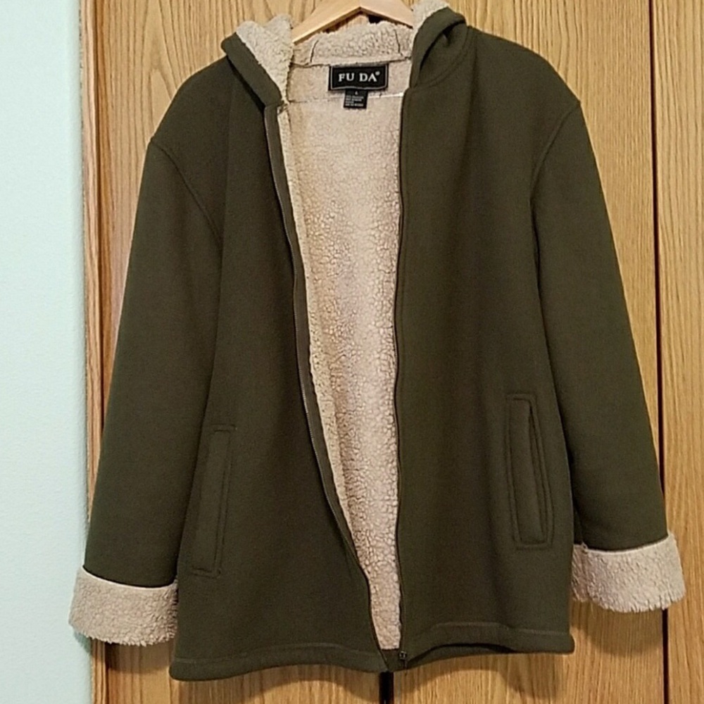 FU DA large army green Sherpa jacket